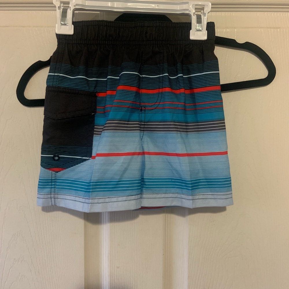 Boys' Striped Swim Trunks - Blue and Red
